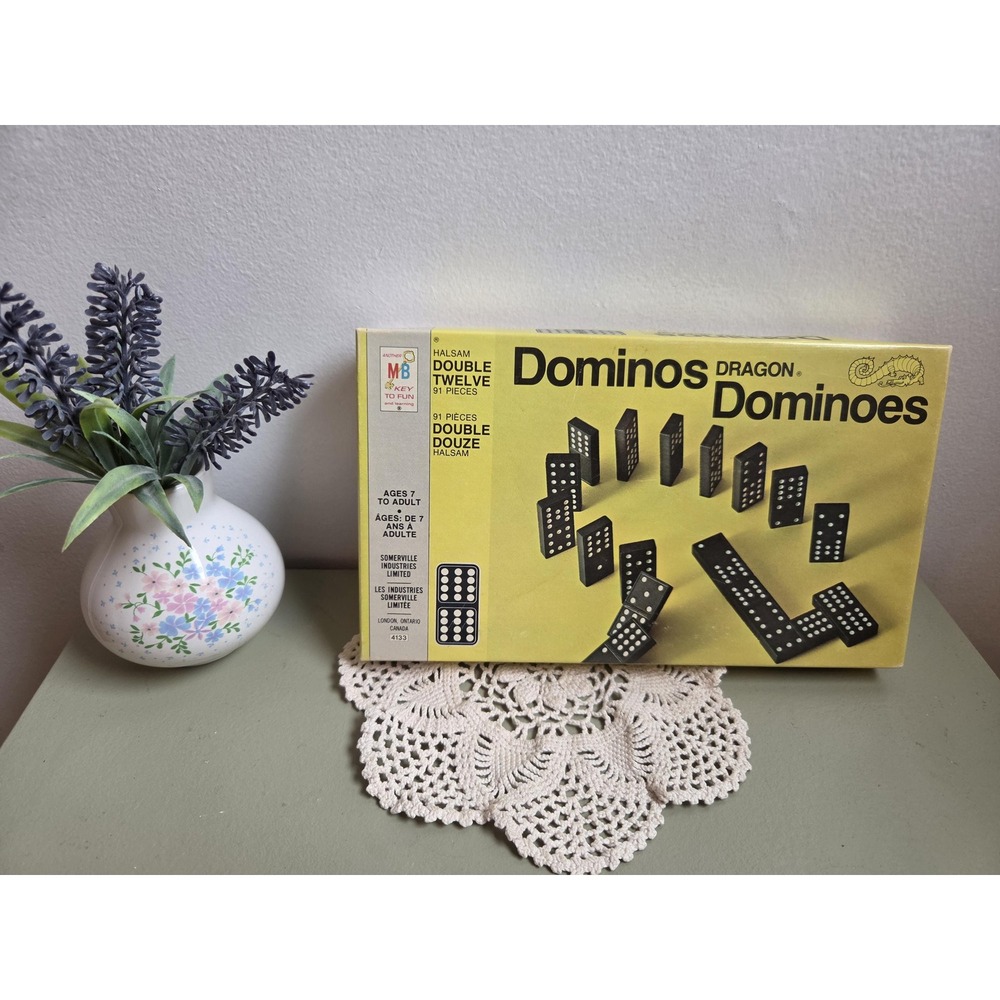 1970 Milton Bradley Dragon Dominoes Double Twelve 91 Pc Set Halsam 4133